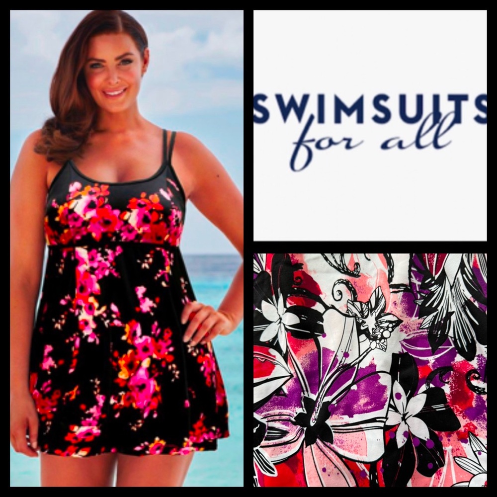 NWT Swimsuits For All Women's Floral Swim Dress